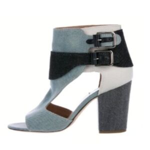 Laurence Dacade Rush Denim Peep Toe Ankle Booties Size EU 37/USA 6.5